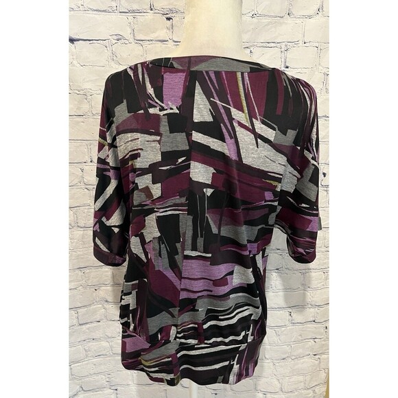 AGB Colorful Geometric, Purple, Print Short Sleeve Top Womens Size M - Picture 3 of 6
